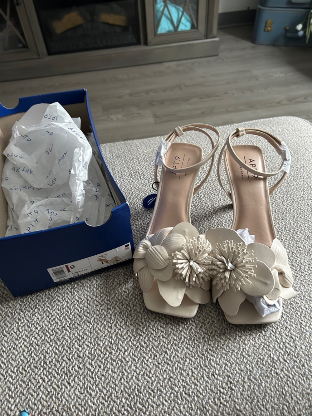 Apt. 9 Beige Floral Ankle-Strap Heels (Esmeralda) 🌸